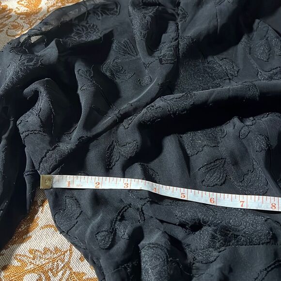 New Peplum Chiffon Clip Floral Blouson Sleeve Top - Picture 7 of 15